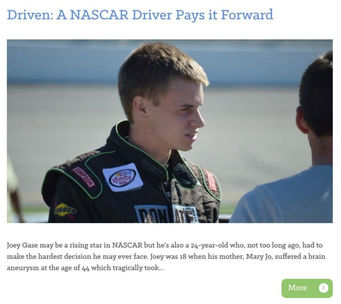 A NASCAR driver pays it forward